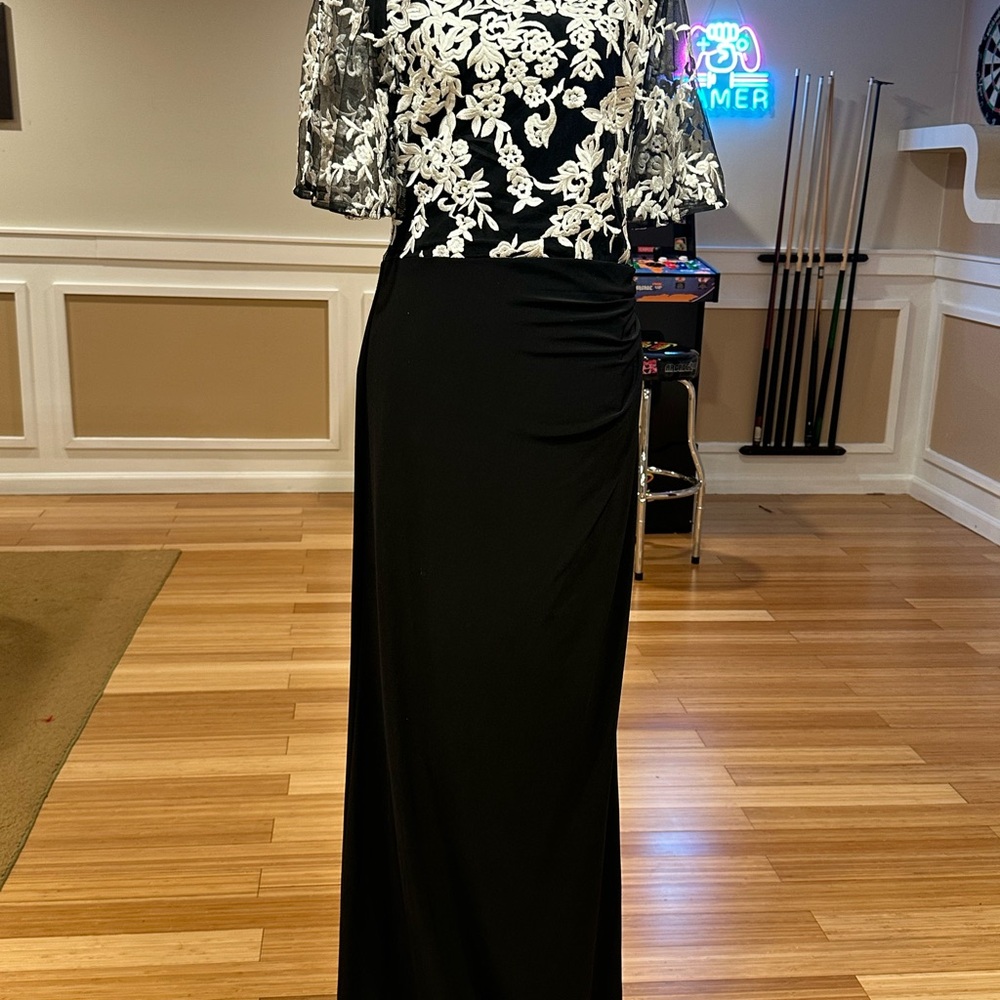 Elegant Black and White Floral Dress